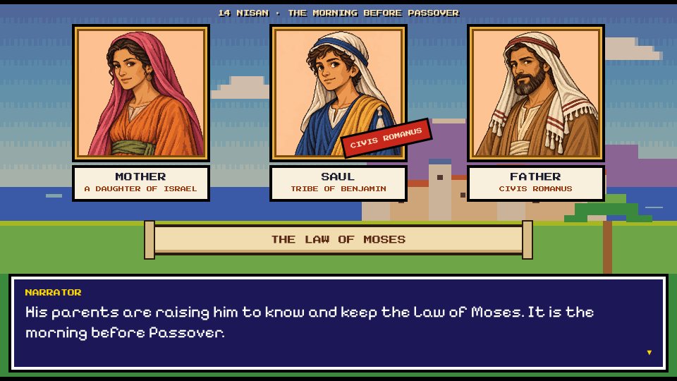 Portraits of Saul with his mother and father